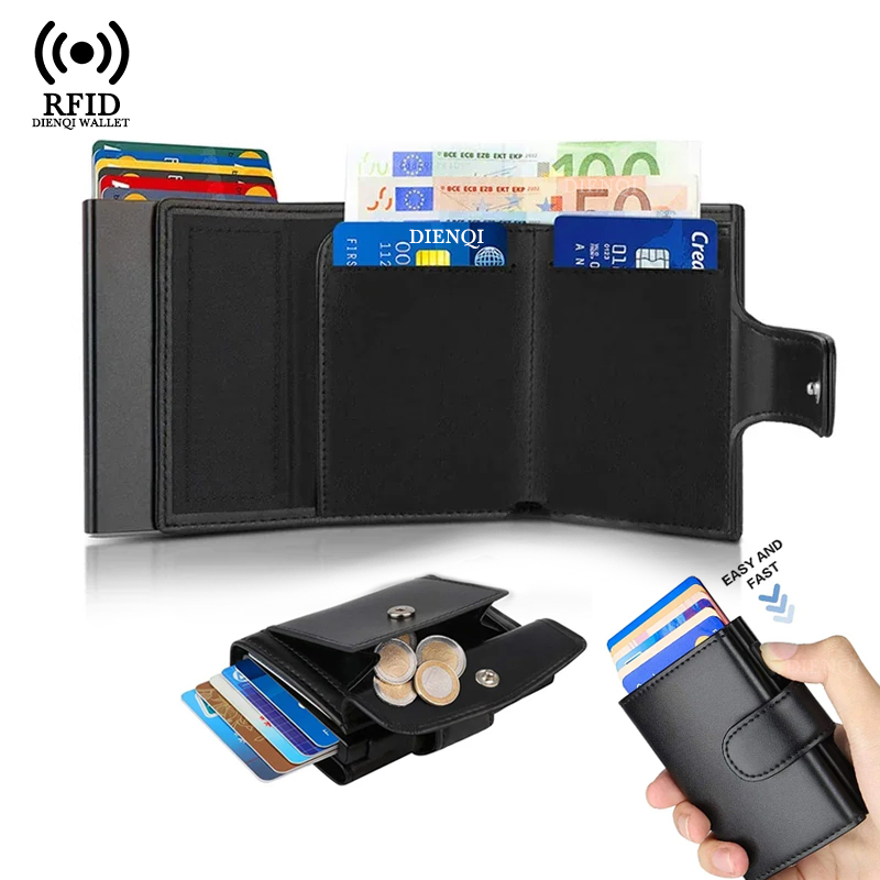 Card Top Loader - Porta-cartões de visita de metal, porta-cartões