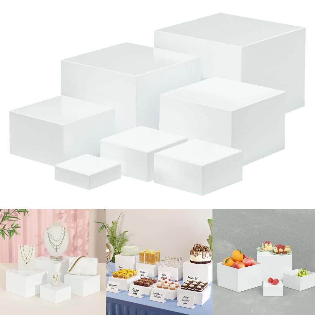 7 peças acrílico cubo caixa de - Display Risers Set avaliação e preço